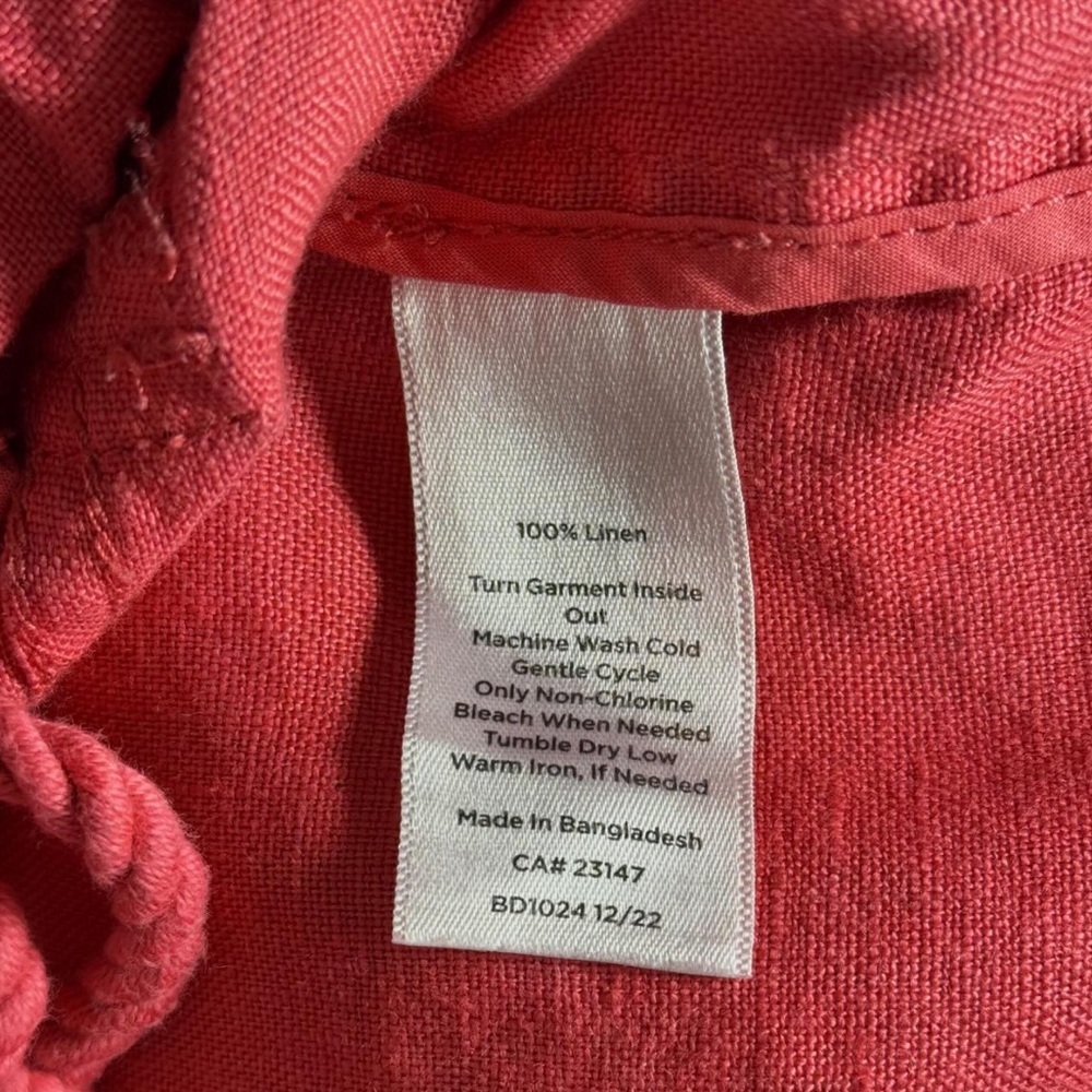 Talbots Women’s 100% Linen Pink Drawstring Button Jacket - Size Medium - Picture 7 of 7